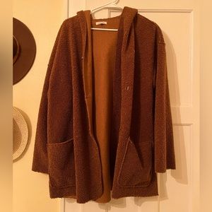 Teddy fleece hoodie cardigan
